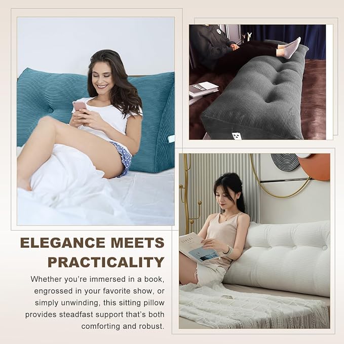 Headboard Pillow - Queen-Sized Headboard Wedge Pillow for Daybeds and Bunk Beds - Durable, Comfortable, with Removable Velvet Cover (Navy blue, 39x20x8Inches)