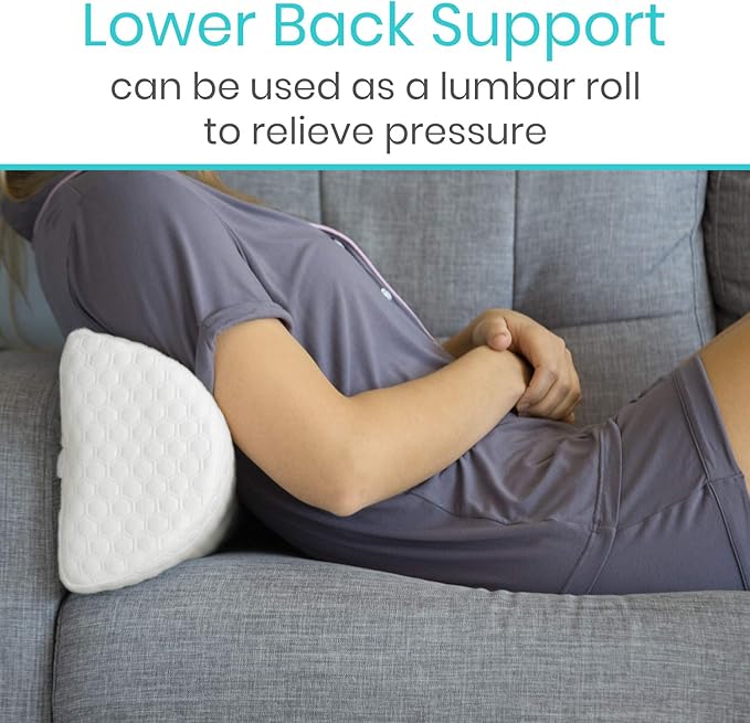 Firm Bolster Pillow - Half Moon Bed Wedge Cushion - Side Sleeper Sleeping Aid for Leg, Hip, Lumbar Roll, Back Knee, Firm Neck Support, Ankle Pain & Body Elevation