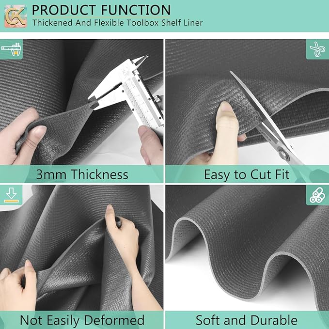 Foam Toolbox Liner Shelf Liner, Thickened Durable Pad Tool Box Mat for Protecting Your Tools, Work Surfaces, Garage, Chest -Gray 3mm Thickness, 16 inch*16 ft