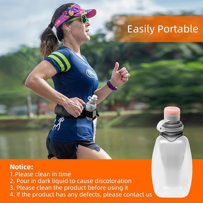 GYGYL 2Pcs BPA Free Running Water Bottle, Portable Lightweight Sports Water Bottle for Running, Cycling, Walking, Indoor, Outdoor(1pcs 175ml/6 oz, 1pcs 250ml/8 oz)