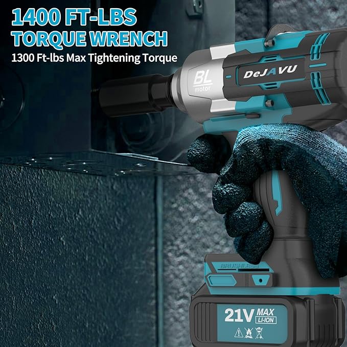 Cordless Impact Wrench 3/4 inch, Impact Wrench 1400Ft-lbs Brushless Impact Gun, 4500RPM Impact Gun, Two 4.0Ah Li-ion battery with fast charger, 6 Impact sockets,1 Extension Bar,3/4 to 1/2 adapter