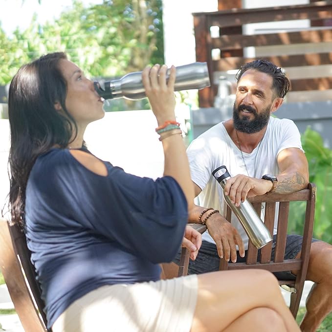 Invigorated Water Insulated Water Bottle - Alkaline Water Filter Included - Water Bottles Alkaline - Double Walled Metal - Sports Bottle with Filter - Stainless Steel Insulated Bottle - 950ml