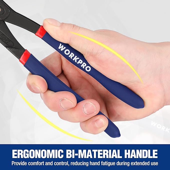 WORKPRO 2 Piece Groove Joint Pliers Set, 7 & 10-Inch Fast Adjustable Water Pump Pliers, V-Jaw Tongue and Groove Pliers in CRV Steel