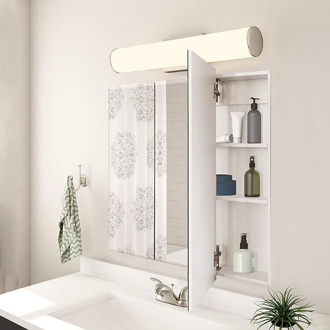 Design House Cyprus 36-in. Wide Medicine Cabinet, 3 Frameless Mirrored Doors, Pre-Assembled, Surface or Recess Mounted, White Clear, 36.3 in. W x 4.4 in. D x 30.1 in. H, 597500
