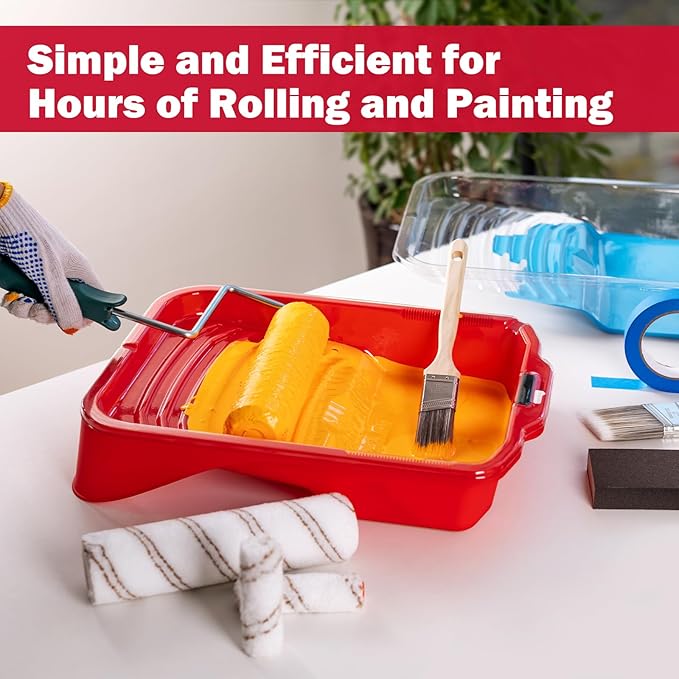 Mister Rui Paint Tray, 11 Pack, 9 Inch Paint Tray with 10 Liners, Thickened Plastic, Paint Pan Liners, Paint Roller Trays for Painting & DIY