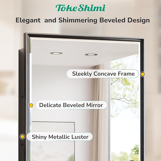 TokeShimi 48x30 Medicine Cabinet Mirror Bathroom Vanity Black Metal Framed Recessed or Surface Mounted Medicine Cabinet with Beveled Mirror with Storage Aluminum for Modern Farmhouse