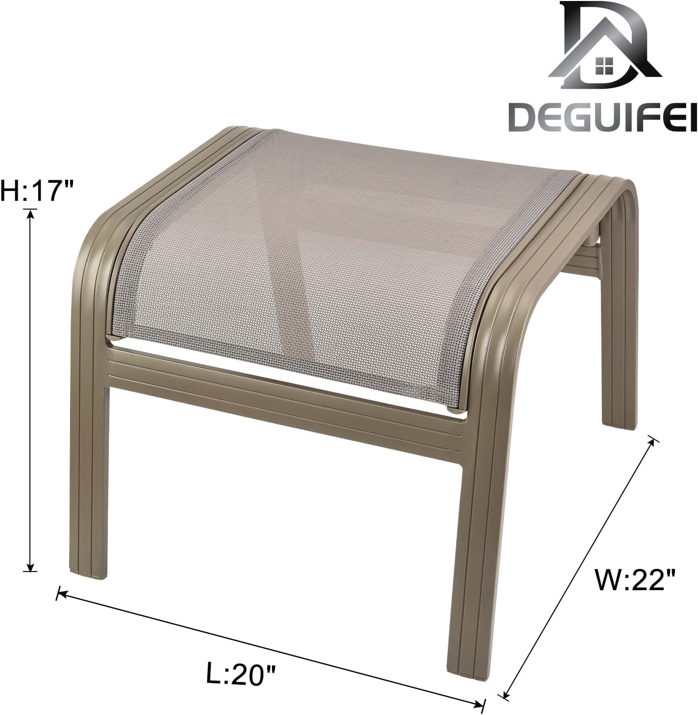 Outdoor Ottoman Patio Footstools Assembled Aluminum Footrest Side Table Small Chair Patio Ottoman for Garden,Balcony,Poolside 2 Set Champagne