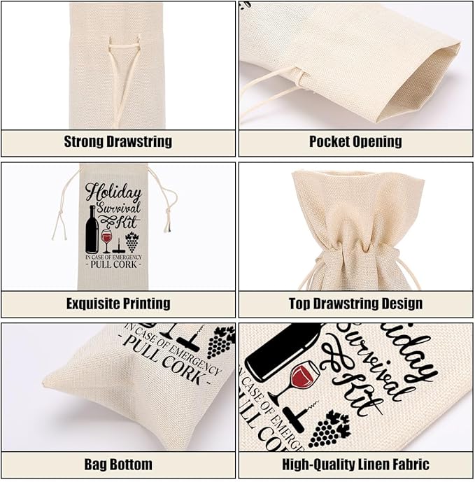 Funny Wine Quotes Wine Bag Wine Tasting Party Supplies for Wine Lovers Women Men Bride Coworker Friend Christmas Birthday Wedding Bachelorrette Party Wine Bags