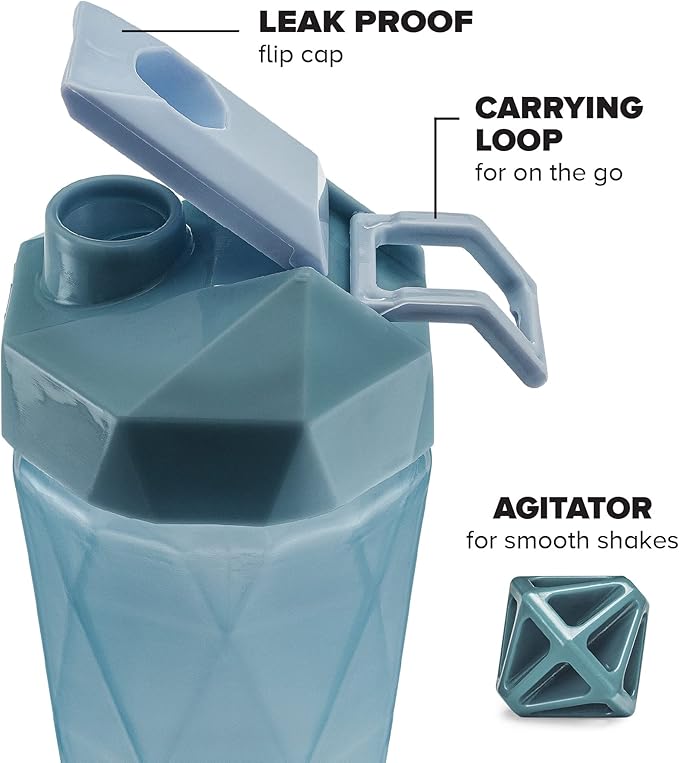 Classic 28oz Blender Shaker Bottle | Protein Shaker Bottle with Diamond Agitator | Shaker Cup with Carrying Handle and Dishwasher Safe | Peach - 28-Ounces