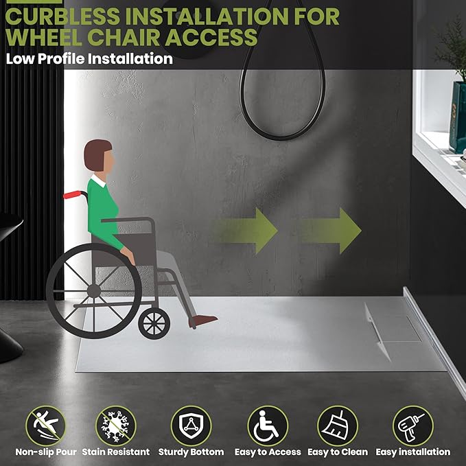 60'' L x 36'' W Shower Base with Drain Cover, White SMC Shower Tray for Bathroom, Waterproof Leakproof Modern Shower Pan