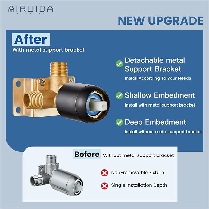 Airuida Shower Faucet Set,8 Inch Round Rainfall Shower Head,SUS304 Stainless Steel Single Handle Shower Trim Kit,Wall Mount Bathroom System with Male Threads Valve Oil Rubbed Bronze