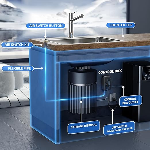 Garbage Disposal Air Switch Kit -Professional, Dual Outlet Sink Top Waste Disposer On/Off, Champagne Bronze Finish Compatible with Delta Faucets, Air Switch Button, UL Listed