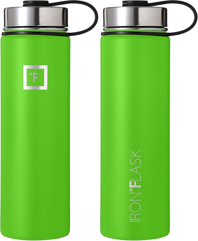 Iron Flask Sports Water Bottle - 22 Oz, 3 Lids (Straw Lid), Vacuum Insulated Stainless Steel, Hot Cold, Modern Double Walled, Simple Thermo Mug, Hydro Metal Canteen (Kiwi Green)