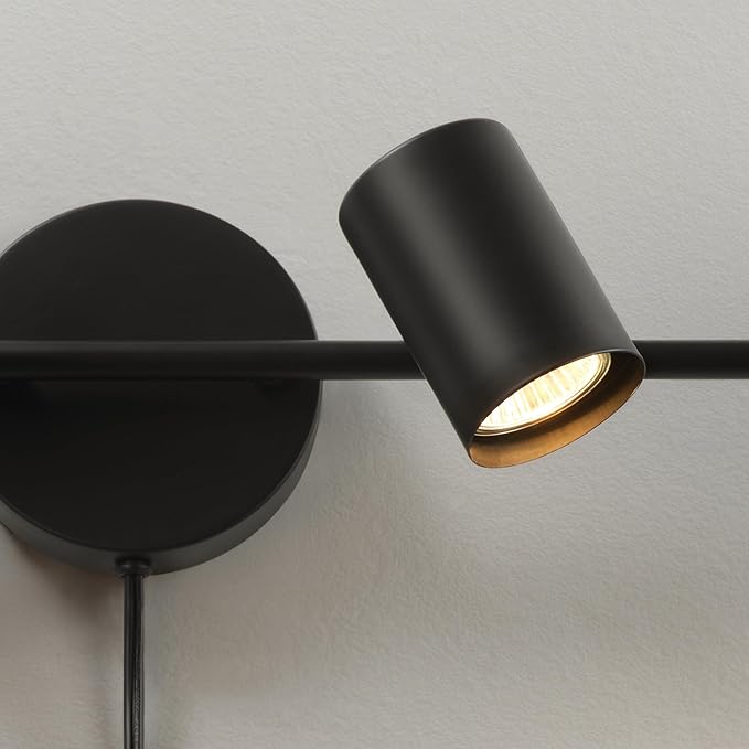 Globe Electric 64000119 26" 4-Light Plug-in Track Lighting, Matte Black, Pivoting Track Heads, 15-Foot Black Cord, in-Line on/Off Rocker Switch