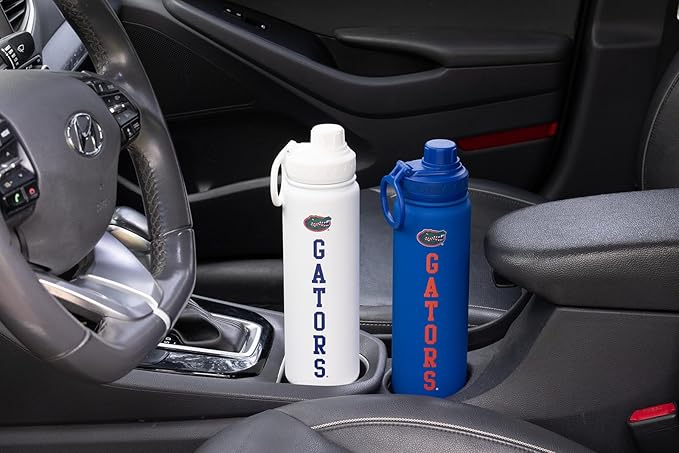 Florida Gators Water Bottle - White Double Walled Stainless Steel 24 oz Keeps Drinks Cold or Hot