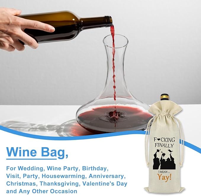 Graduation Gifts for Him Her Wine Bag Funny Graduation Gift for Women Men Class of 2024 Graduation Gift High School College Graduation Gifts for Graduates Wine Bottle Bags Graduation Party Decorations