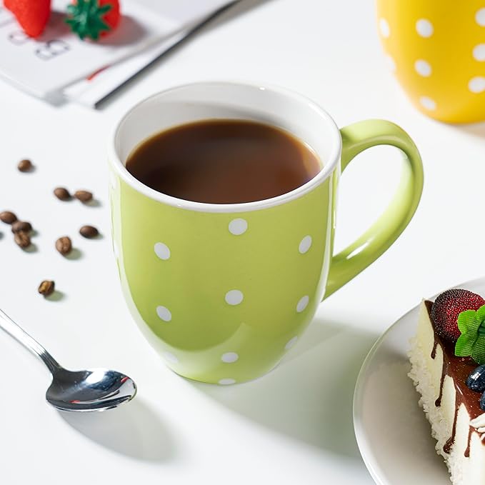 bestone Coffee Mugs Set of 6，17 oz Large Coffee Mugs, Ceramic Mugs with Handles,etc Coffee Mugs, Cups for Coffee Cereal Latte ，Microwave & Dishwasher safe，Vibrant Colors