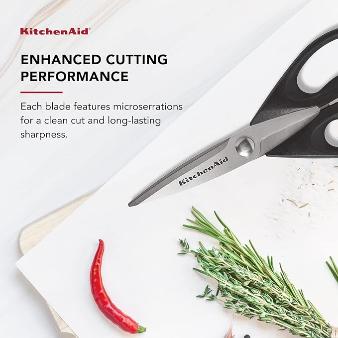 KitchenAid All Purpose Kitchen Shears with Protective Sheath for Everyday use, Dishwasher Safe Stainless Steel Scissors with Comfort Grip, 8.72-Inch, Black
