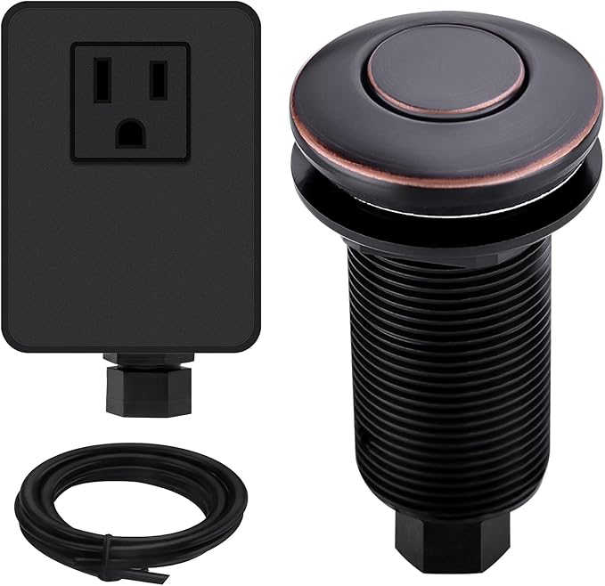 Garbage Disposal Air Switch Kit with with Long Button, Oil Rubbed Bronze (Brass Cover)