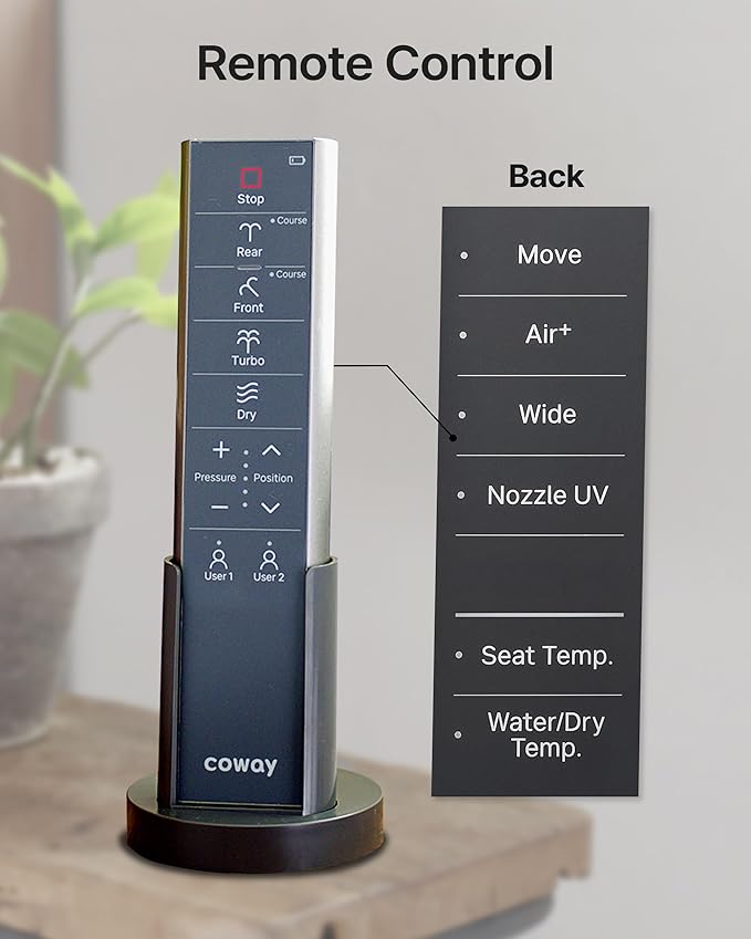 Coway Electronic Bidet Elongated Toilet Seat with Instantaneous Water Heating, Heated Seat and Dryer, Soft Close Lid, Stainless Nozzle, Self Cleaning, Remote Control 400S