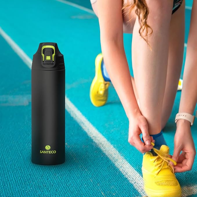 Insulated Sports Water Bottle, Stainless Steel Water Bottles with Locking Flip Top Lid, Insulated Bottle with Double-Wall Vacuum Insulation for Fitness and Outdoor Enthusiasts