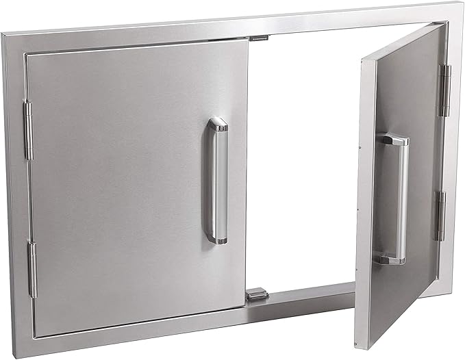 Bonfire Outdoor Kitchen Double Access Door,33x22 Inch,304 Stainless Steel BBQ Grill Doors,CBADD,Silver