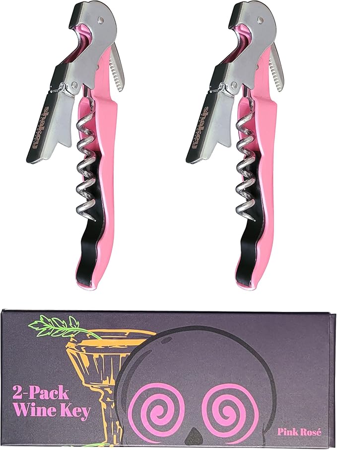Shakey Wine Key! - Professional Waiter's Corkscrew Wine Bottle Opener with Foil Cutter (2-Pack)