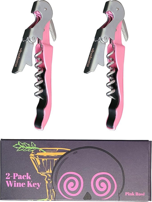 Shakey Wine Key! - Professional Waiter's Corkscrew Wine Bottle Opener with Foil Cutter (2-Pack)