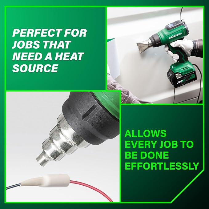 Metabo HPT 18V MultiVolt Cordless Heat Gun, Adjustable Heat Settings, Illuminated LCD Display, Compact and Lightweight, Ergonomic Design, Pro Tool Innovation Award Winner, RH18DAQ4