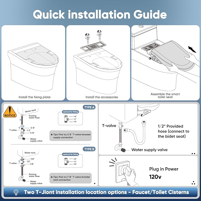 FVZ Bidet Toilet Seat Elongated Smart Heated Toilet Seat with Warm Water & Dryer, Feminine & Child Wash, Self-Clean Stainless Steel Nozzle, Adjustable Water Pressure, Slow Close Lid