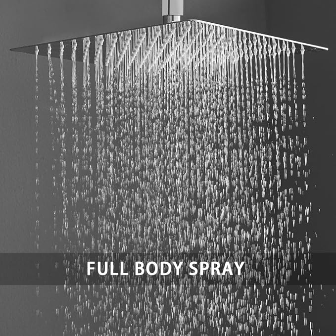 ‎Polished Chrome Shower System Bathroom 12 Inch Rain Shower Head Ceiling Mount with Handheld Luxury High Pressure Shower Combo Set Shower Faucet Rough-in Valve Body and Trim Included