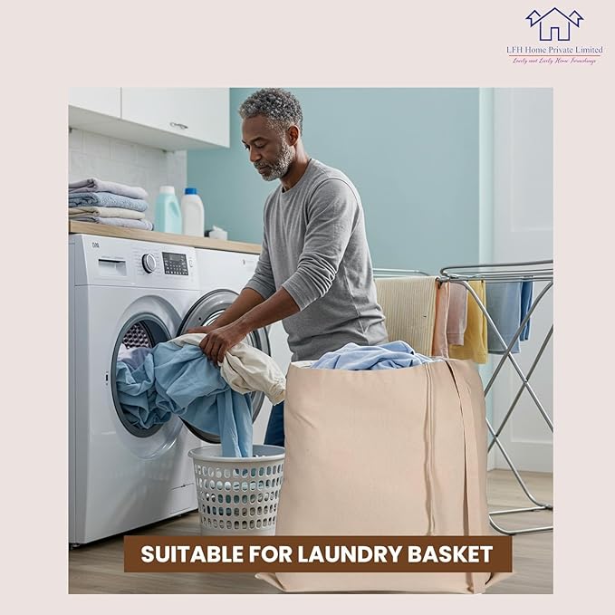 LFH Home Large Premium 100% Cotton Canvas Laundry Bag with Drawstring and Handles Heavy Duty, Multi-Use, and Washable for Home, Travel, College or Storage 20x30 (Pack of 2)-Natural Thanks Giving