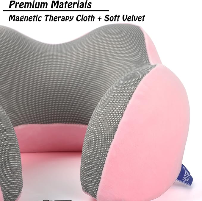 GOTDYA Travel Pillow,Travel Neck Pillows for Sleeping,100% Pure Memory Foam Soft Comfort & Support Pillow for Airplane/Car/Office&Home Rest Use-Pink
