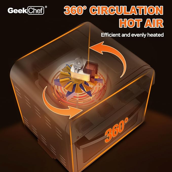 Geek Chef 25 QT Extra Large Air Fryer, Convection Toaster Oven with 6 Slice Toast, Bake, Roast, Pizza, Stainless Steel