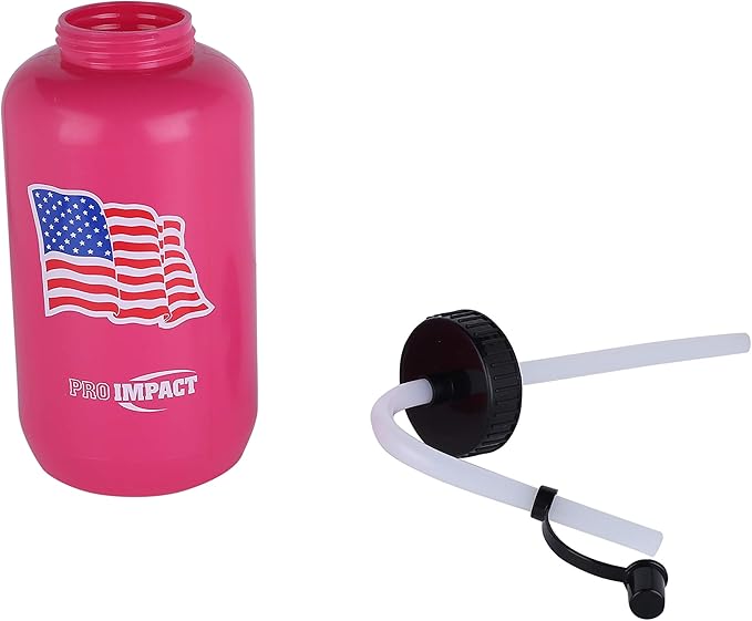 Pro Impact Squeezable Water Bottle Bendable Long Straw - LDPE BPA Free Plastic - Hydration for Baseball Hockey Gym MMA Yoga Boxing Cycling Softball Football Lacrosse (35.5 Oz.)