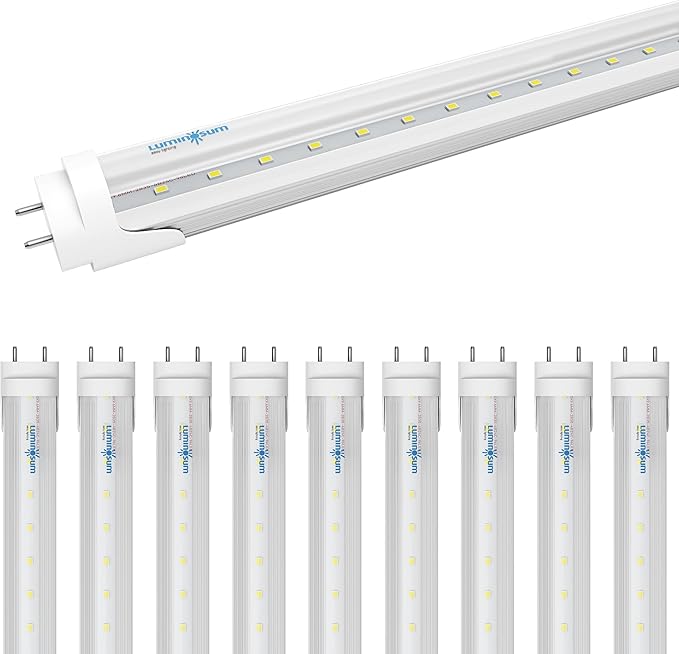 T8 LED Tube Light Bulbs 4 Foot 20W 40W Equivalent, 4000K Natural White 2000LM, T8 T10 T12 Fluorescent Replacement, Dual-end Powered Ballast Bypass, Clear Cover ETL Listed for Shop, 10-Pack