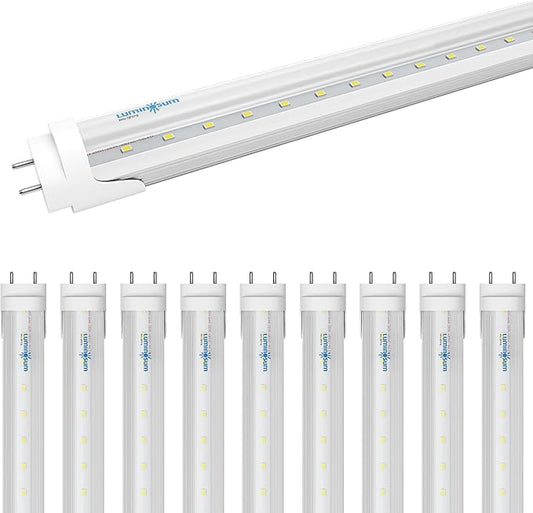 T8 LED Tube Light Bulbs 4 Foot 20W 40W Equivalent, 5000K Daylight 2000LM, T8 T10 T12 Fluorescent Replacement, Dual-end Powered Ballast Bypass, Clear Cover ETL Listed for Shop, 10-Pack