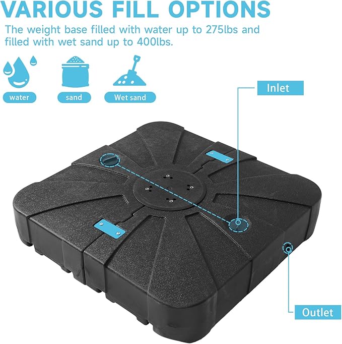 9x12FT Navy Cantilever Outdoor Patio Umbrella with Base, Large Rectangular Offset Design, Double Top Heavy Duty Aluminum Frame & 360° Rotation for Pool Garden Deck Backyard