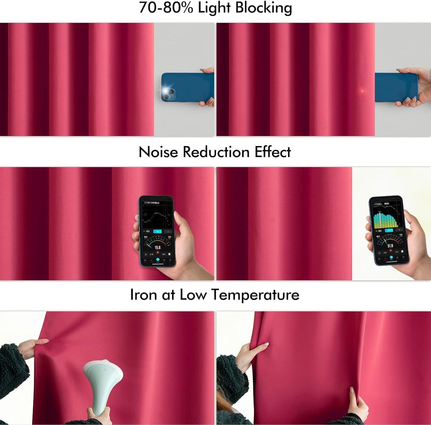 MIULEE Hot Pink Back Tab Blackout Curtains 102 Inch Long 2 Panels Set for Bedroom, Rod Pocket/Pinch Pleated Thermal Insulated Living Room Darkening Light Blocking Floor to Ceiling Drapes