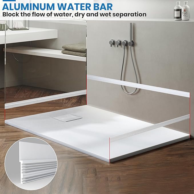 Shower Base with Drain, Non-Slip Shower Pan 60"×36", White SMC Shower Tray for Bathroom Assembly