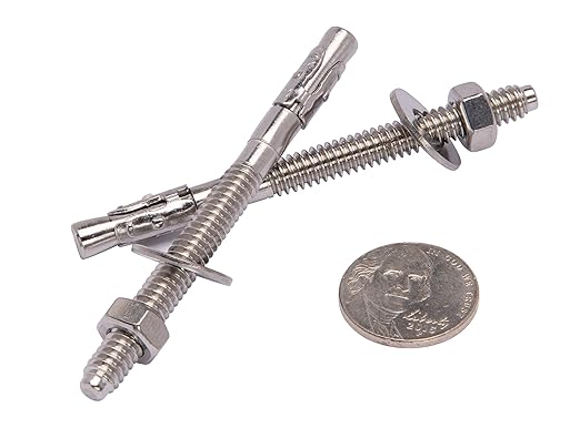 Bolt Dropper 1/4" X 2-1/4" Wedge Anchor (10pc), 18-8 Stainless Steel Corrosion Resistant Commercial Grade Washers and Nuts Included Choose Size