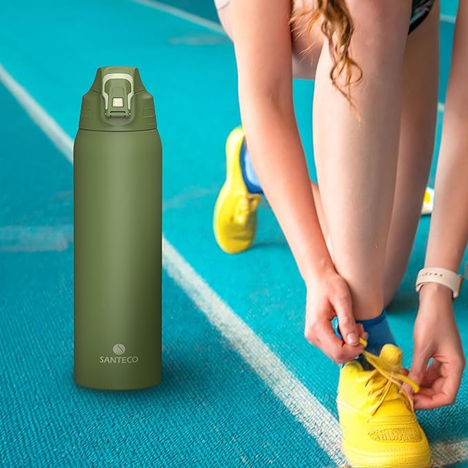 Insulated Sports Water Bottle, Stainless Steel Water Bottles with Locking Flip Top Lid, Insulated Bottle with Double-Wall Vacuum Insulation for Fitness and Outdoor Enthusiasts