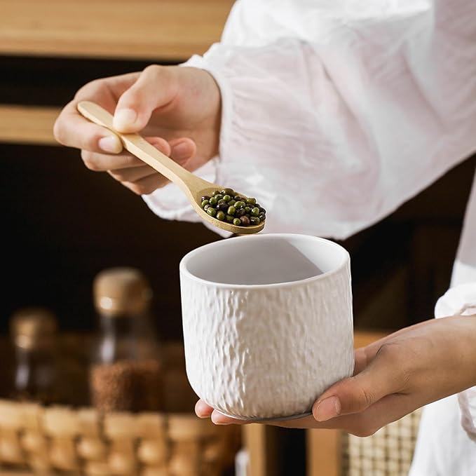 Kitchen Canisters for Countertop, Ceramic Coffee Canisters with Airtight Lids Food Storage Jars Sugar Container for Kitchen Counter Tea, Coffee Beans, Spice (#001White-27oz/800ml)