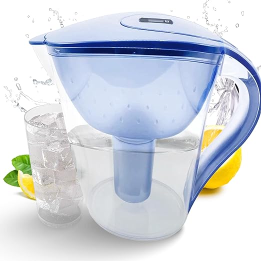 Purified Clean Crystal-Clear Water Filter Pitcher: Experience Enhanced Extraordinary Refreshing Hydration, Enjoying Convenience, Efficient and Quality You Deserve (Blue - 3.8 LTS)