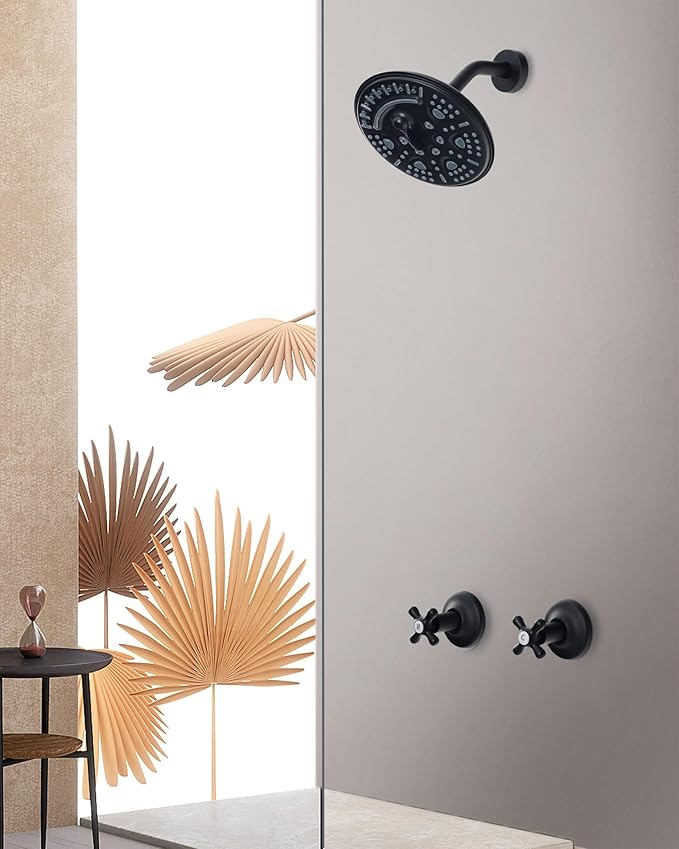 PHASAT 2 Handle Shower Faucet,Bathtub Faucet Set,Tub and Shower Trim Kit with Rough-in Valve,Matte Black,PU4H07