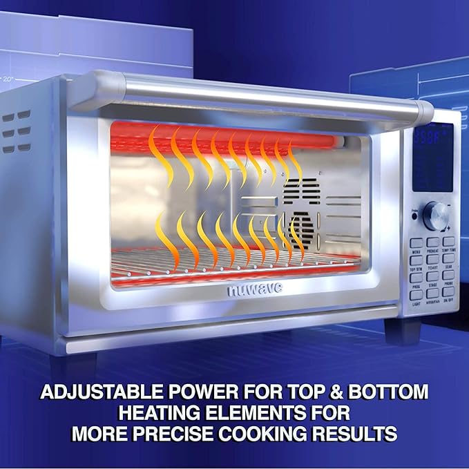 Nuwave Bravo Convection Toaster Ovens Air Fryer Combo with 30QT Large Capacity For A Whole Chicken and 13" Pizza. Multi-Layer Cooking, Probe Feature, 100+ Presets One-Touch Smart Control Countertop