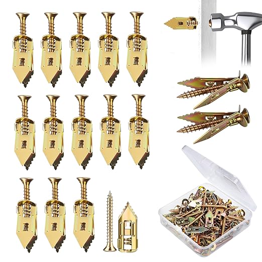 50 Set Self Drilling Drywall Anchors and Screws,Dry Wall Anchors Heavy Duty,Screws and Anchors Repair Tools for Wet and Drywall Fixing Picture,Furniture,Flags,Outdoor Decor-1.18inch