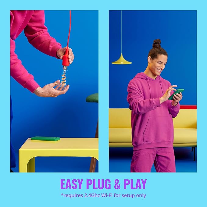 WiZ Color ST19 Color Filament LED Smart Bulb - Pack of 1-300 Lumen - E26 Indoor - Connects to Your Existing Wi-Fi - Control with Voice or App + Activate with Motion - Matter Compatible