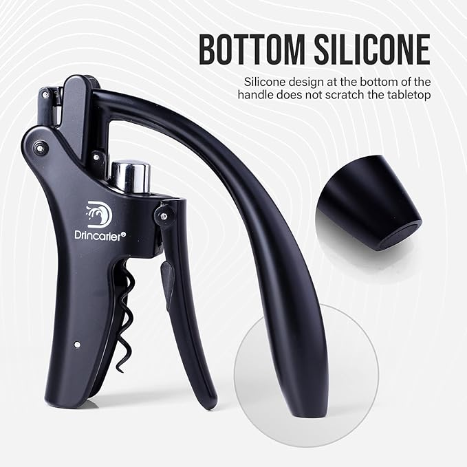 Vertical Lever Corkscrew with Non-Stick Worm, Compact Rabbit Wine Opener Wine Bottle Opener with built-in Foil Cutter