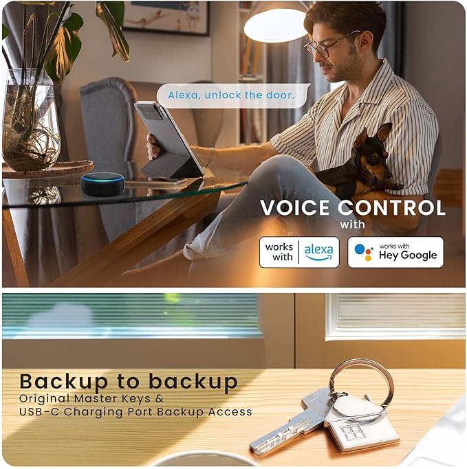 Lockly Secure Pro (2025 Latest Version), Smart Lock with Built-in Wi-Fi, New-Gen Fingerprint Door Lock, Keyless Entry Deadbolt, PIN Genie Keypad, Auto Lock, App Remote Control, Easy Installation